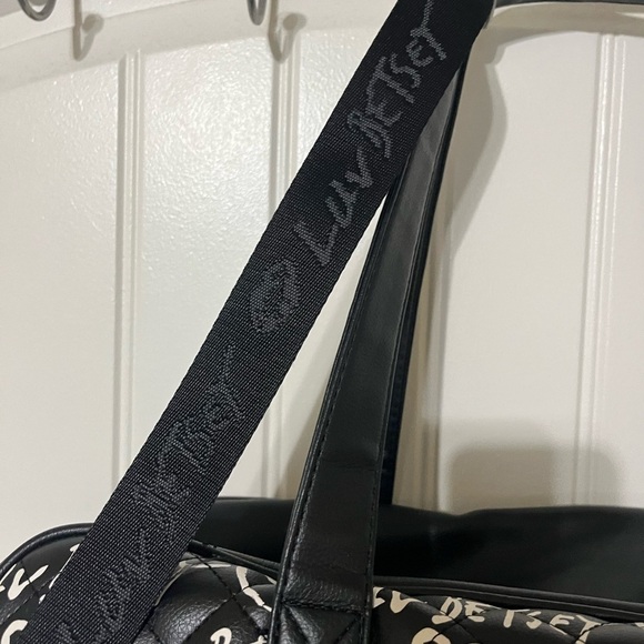 Luv Betsey Johnson Black and White Logo Print Weekender Duffle Bag Luggage - Picture 5 of 15